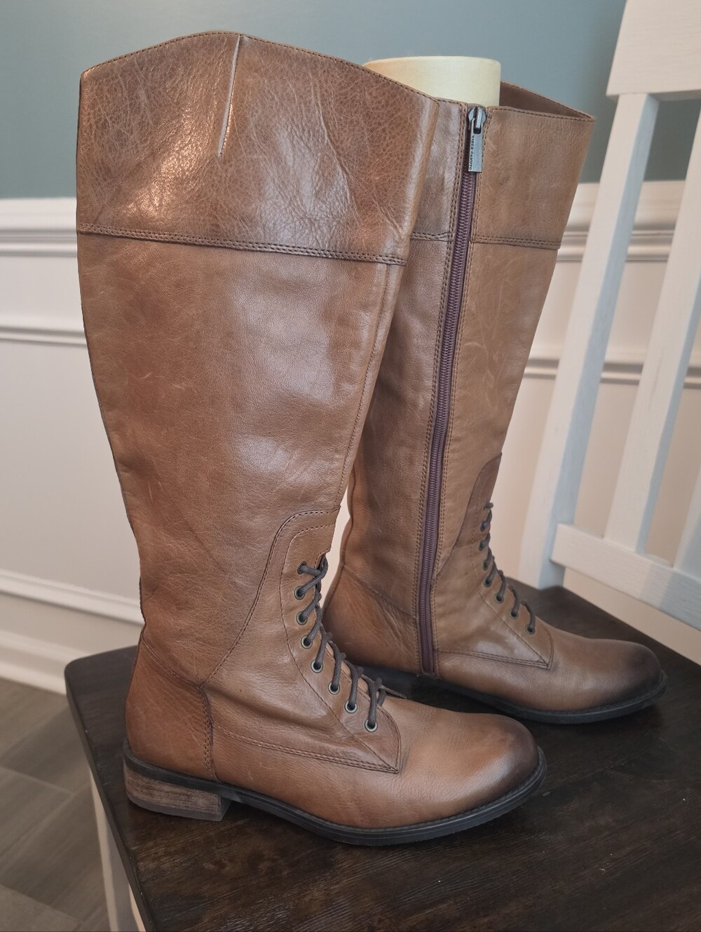Vince Camuto "Kari" Tall Brown Leather Women's Riding Boots